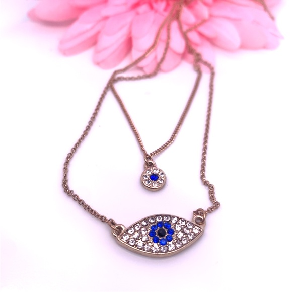 ALDO Double chain Evil Eye Necklace 18” - Picture 3 of 7